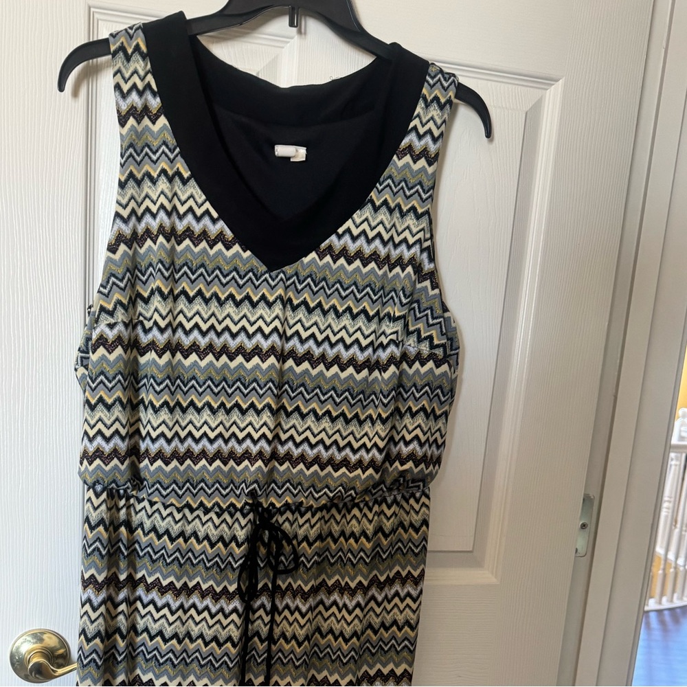 Emma & Michele Black and Cream Chevron Maxi Dress